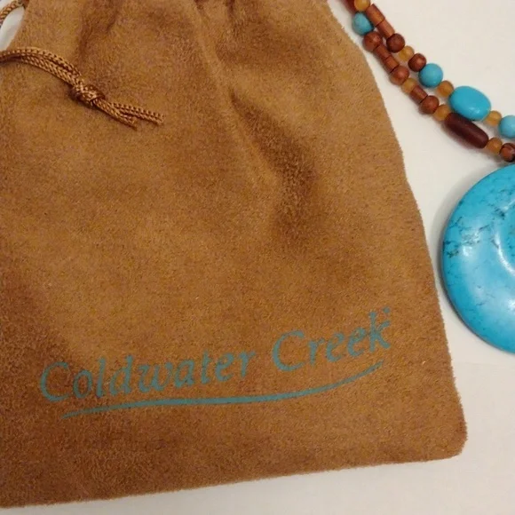 SOLD!! Vtg Coldwater Creek Turquoise Horn Doughnut Orb Wooden Double Necklace! - Picture 6 of 8